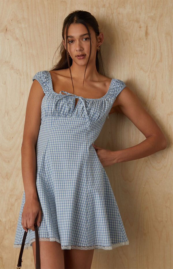Plaid Tie Front Mini Dress