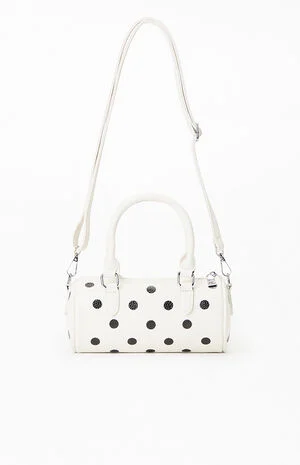 Polka Dot Faux Leather Mod Spot Barrel Bag image number 1