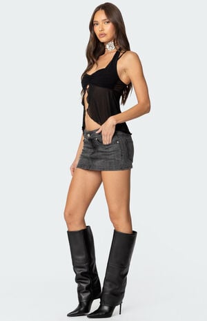 Mesh Split Front Bandeau Halter Top image number 3