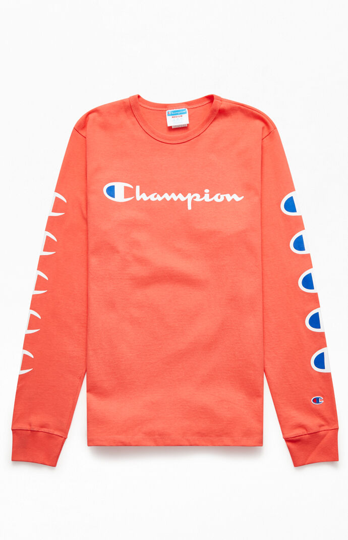 pink champion long sleeve shirt