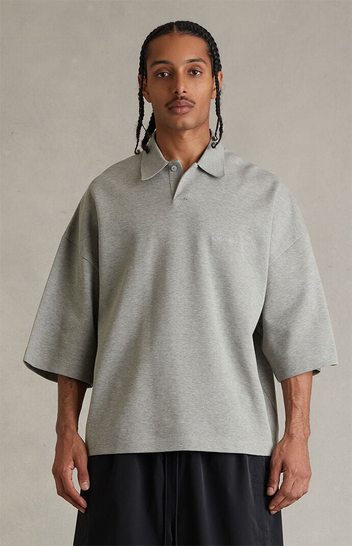 Fear of God ESSENTIALS Concrete Heather Signature '90s Cropped Polo Shirt