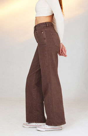 Bark Brown High Waisted Baggy Jeans image number 3