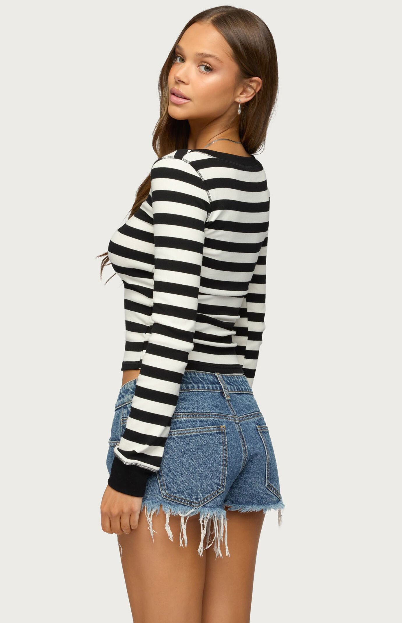 Edikted Rainey Striped Long Sleeve Top