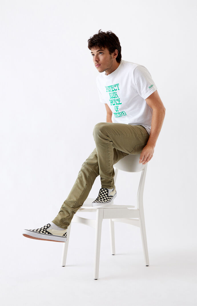 Olive Stacked Skinny Jeans