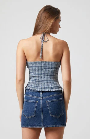Plaid Smocked Halter Top image number 5