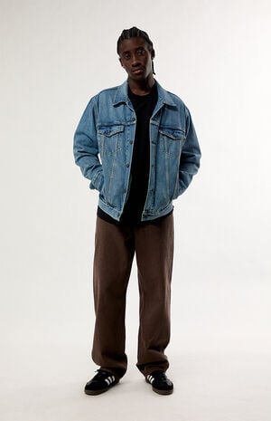 Medium Blue Relaxed Jean Trucker Jacket image number 5