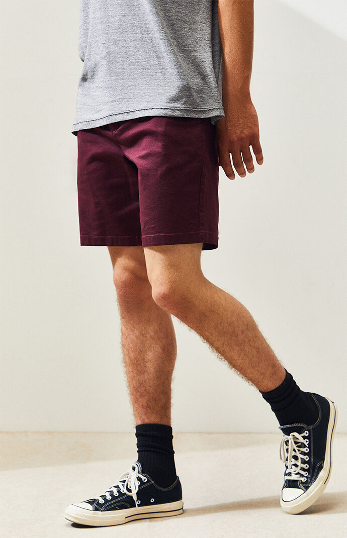 Burgundy Slim Fit Chino Shorts