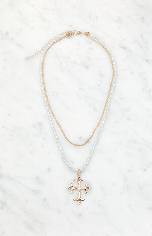 Pearl & Cross Choker Necklace image number 1