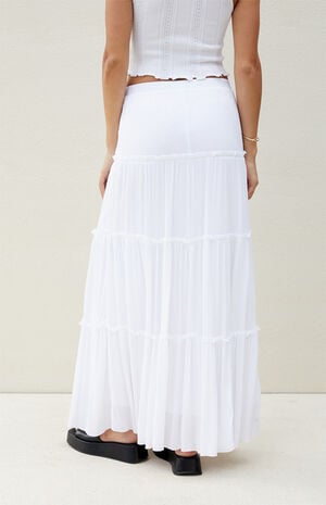 White Tiered Maxi Skirt image number 4