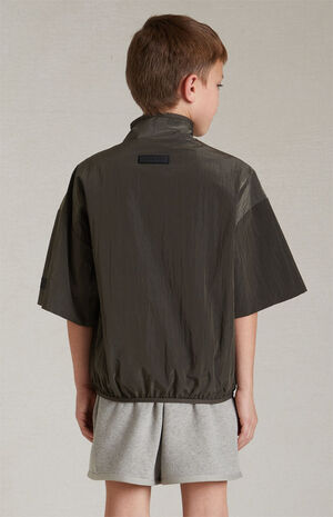 Essentials Ink Crinkle Nylon Half Zip Mock Neck Shirt image number 4