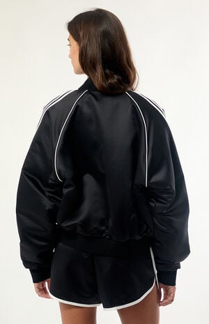 Satin Cropped Bomber Jacket image number 4