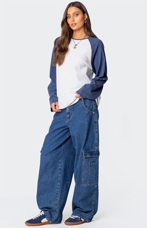 Oversized Raglan Long Sleeve T-Shirt image number 4