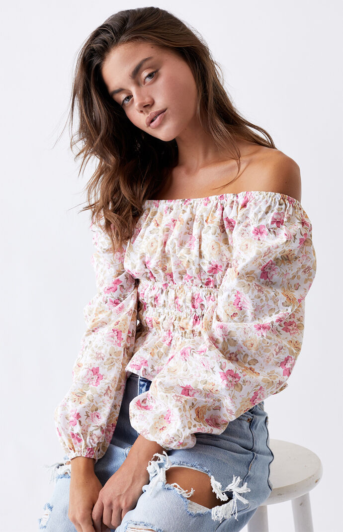 Off-The-Shoulder Smocked Blouse