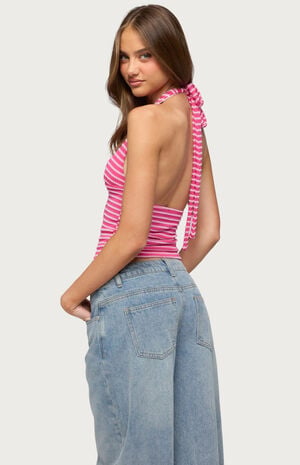 Maylah Striped Keyhole Halter Top image number 3