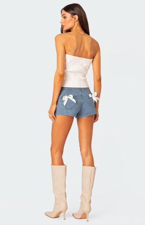 North Cable Knit Strapless Top image number 5