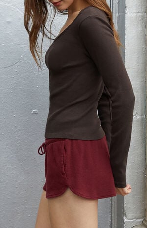 Burgundy Summer Thermal Shorts image number 3