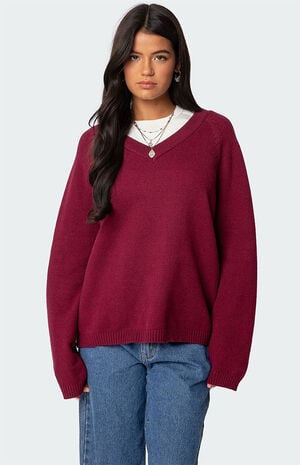 Martha Oversized V Neck Sweater image number 3