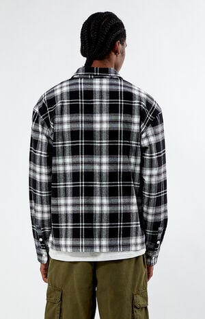 Black Full Zip Flannel Shirt image number 3