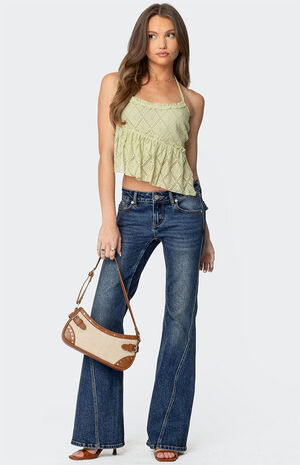 Asymmetric Lace Halter Top image number 2