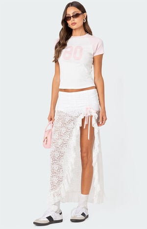 Ruffled Sheer Lace Maxi Skort image number 1