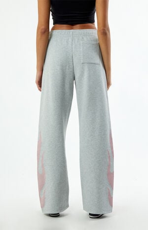 Pink Flames Baggy Sweatpants image number 4