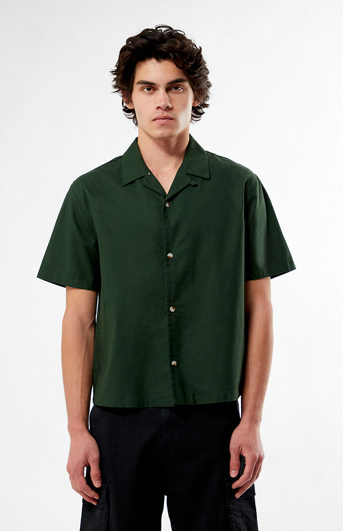 Pacsun Elai Green Linen Camp Shirt