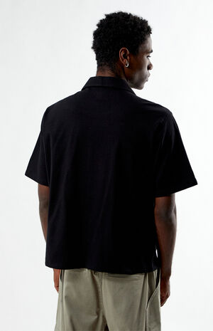 Black Embroidered Oversized Resort Camp Shirt image number 3