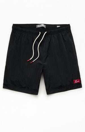 Black Salt Solid 6" Volley Swim Trunks image number 1