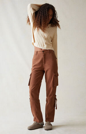 Comfort Stretch Brown Cargo Dad Pants image number 1