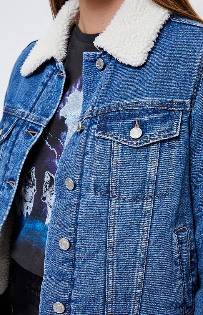 pacsun denim sherpa jacket