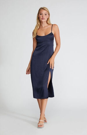 Satin Bustier Midi Dress image number 1