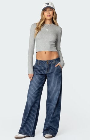 Cory Striped Low Rise Jeans image number 3