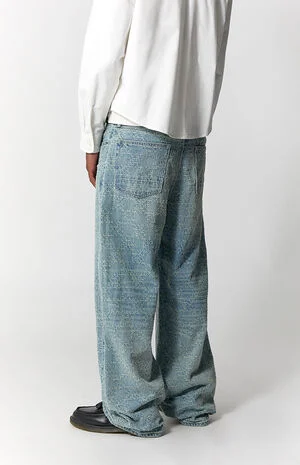 Blake Extreme Baggy Jeans Textured Checkerboard Light Blue image number 4