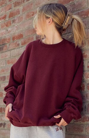 Burgundy Crew Neck Sweatshirt image number 1