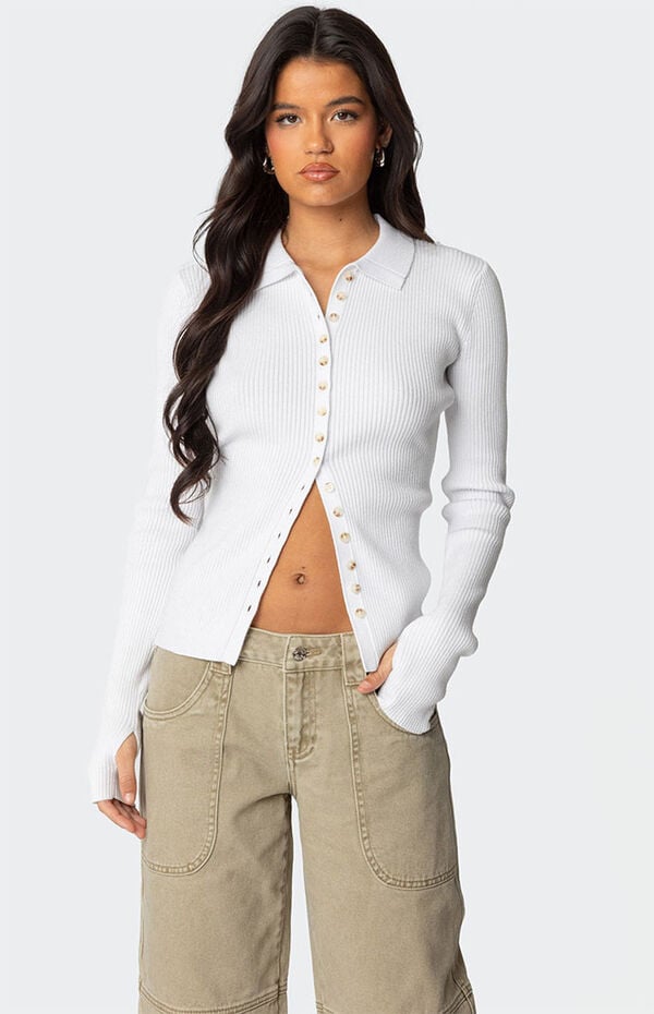 Edikted Mirielle Ribbed Knit Cardigan