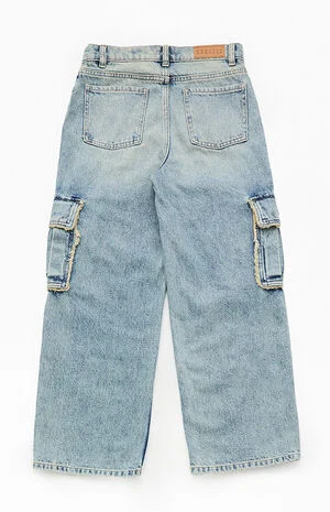 Baggy Jeans Frayed Cargo Medium Blue image number 2