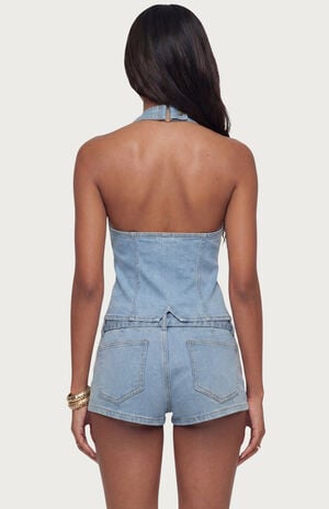 Ciel Split Front Denim Halter Top image number 3