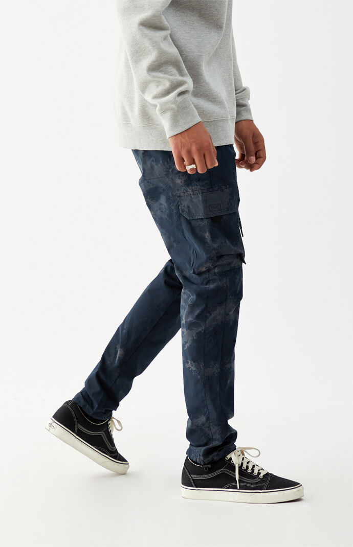 Utility Tie-Dyed Navy Nylon Slim Cargo Pants