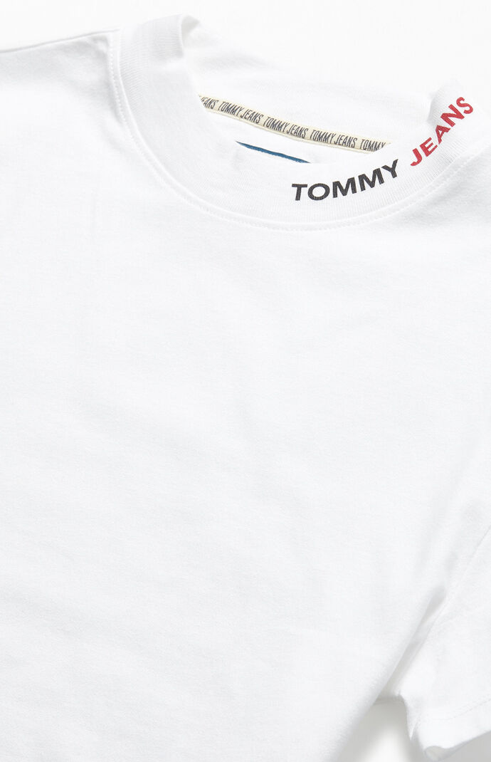 high neck denim shirt