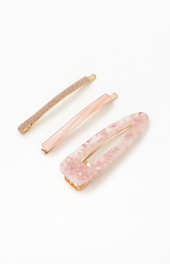 5 Pack Glitter & Stone Hair Clips