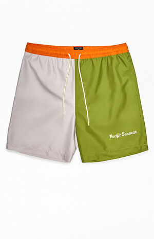 Recycled Purple Green 15" Swim Trunks image number 1