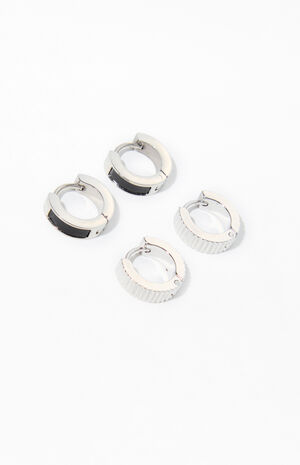 2 Pack Silver Hoop Earrings image number 3