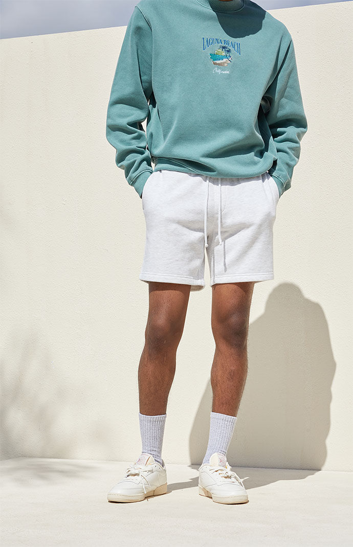 PacSun White Heather Basic Fleece Sweat Shorts PacSun