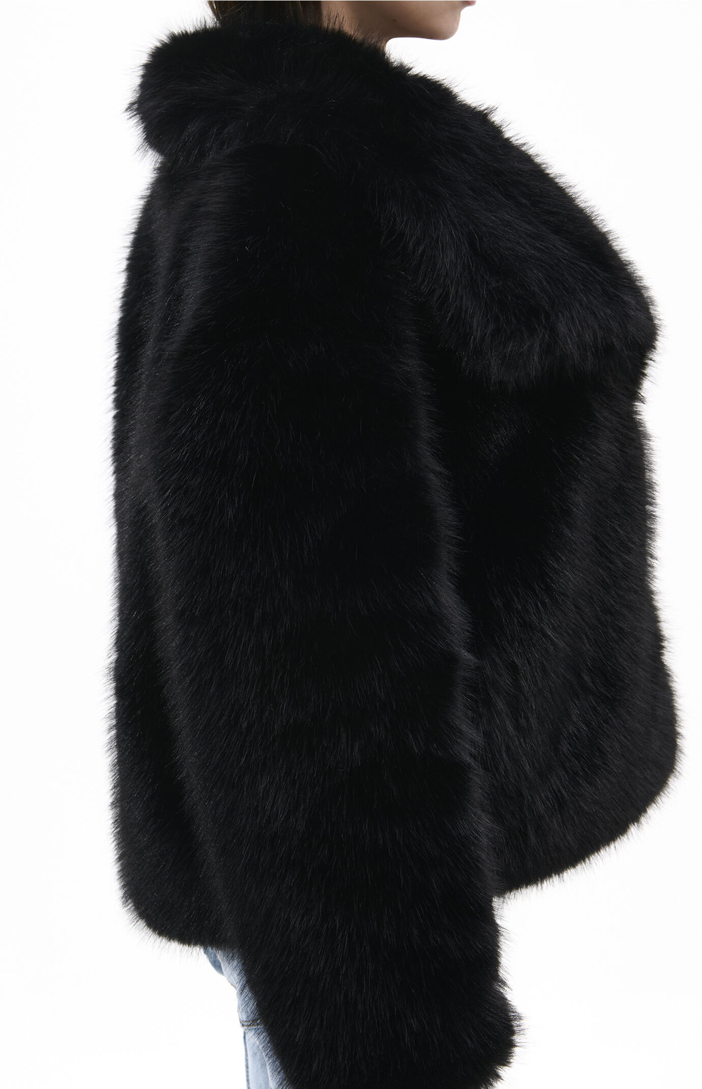 AZALEA WANG Regina Midnight Black Faux Fur Coat