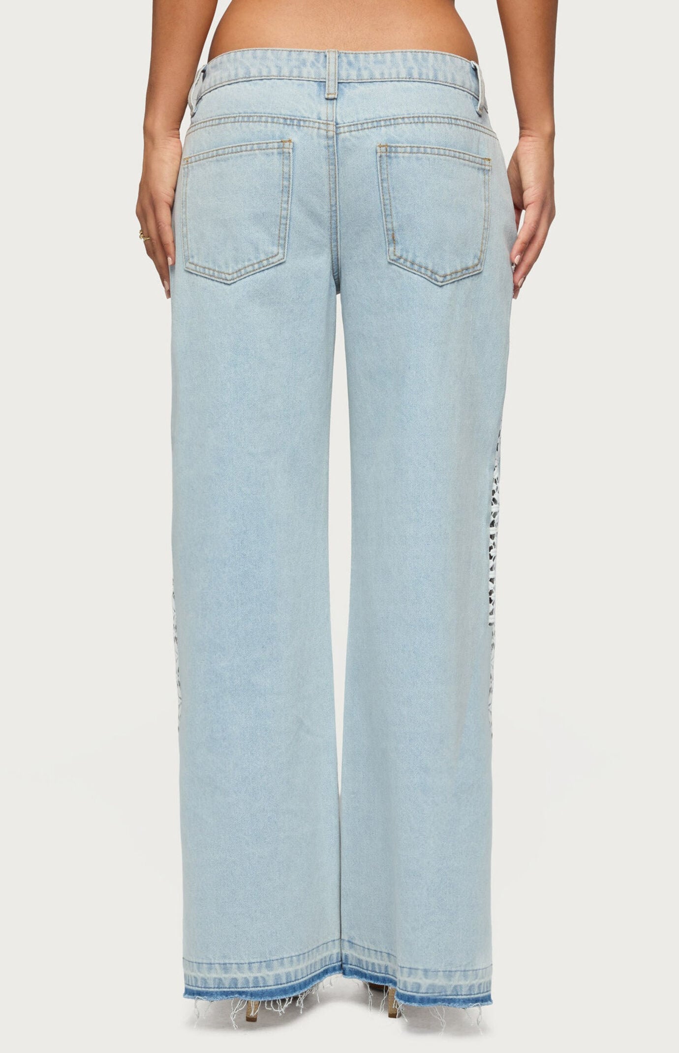 Edikted Crochet Low Rise Wide Leg Jeans