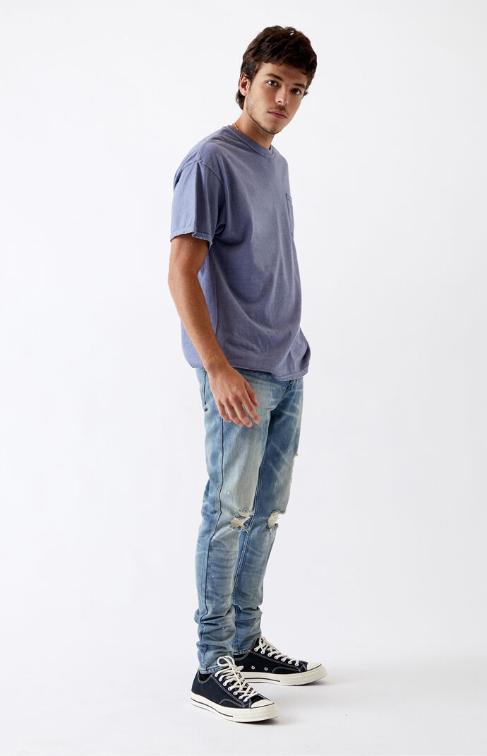 Medium Paint Splatter Stacked Skinny Jeans