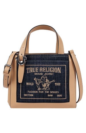 Dark Denim Arvin Buddha Motif Crossbody Tote Bag image number 1