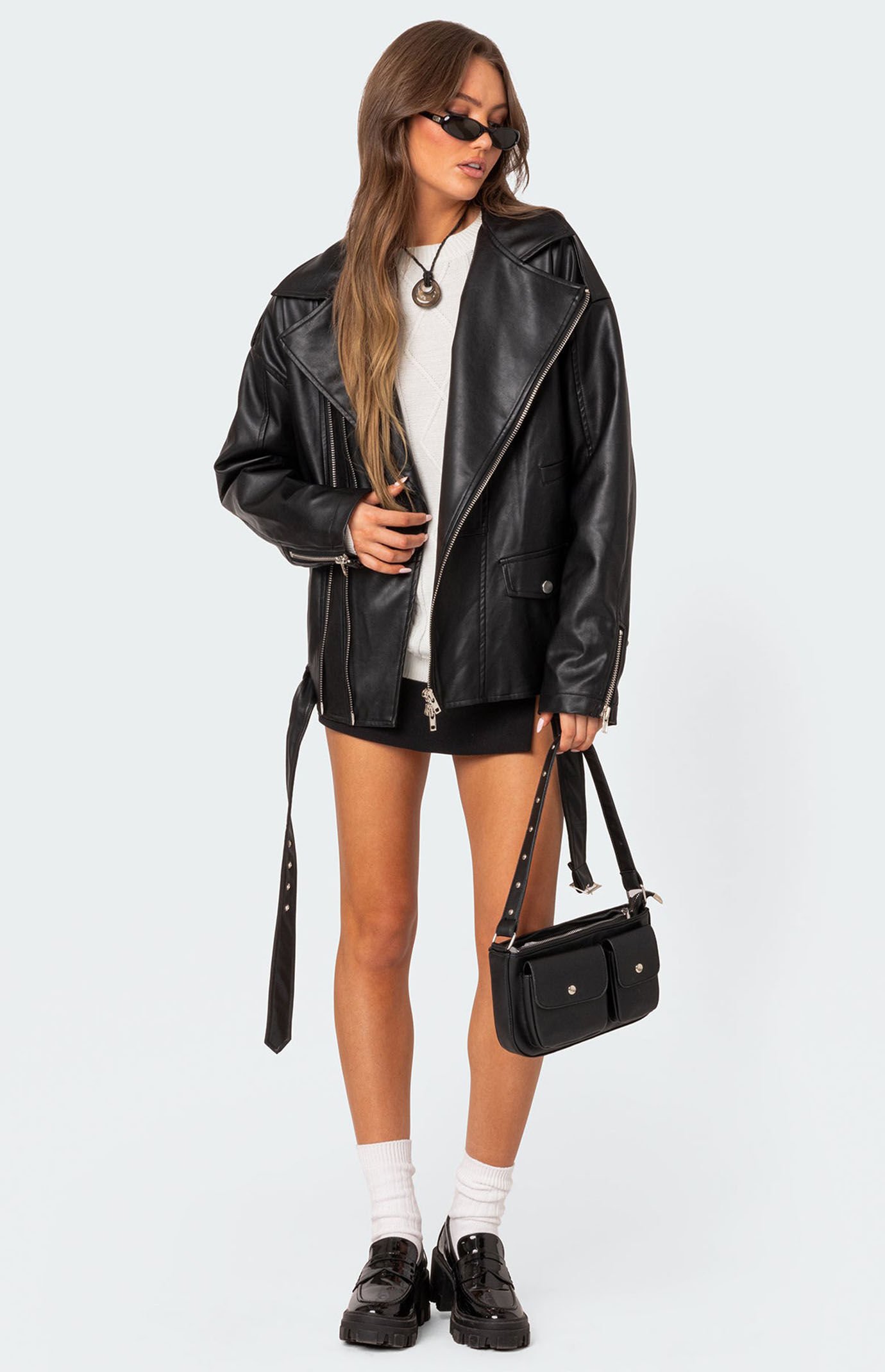 Edikted Wrenley Oversized Faux Leather Jacket