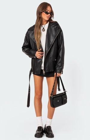 Wrenley Oversized Faux Leather Jacket image number 2