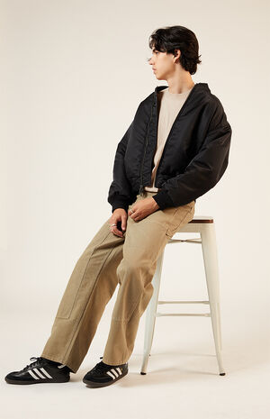 Black Nylon Bomber Jacket image number 4